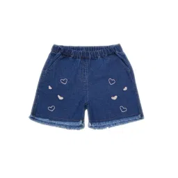 Creative Kid's Girls Navy Blue Denim Embroidered Shorts-picture-28