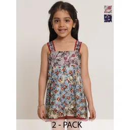 Creative Kids Girls Pack Of 2 Floral Print Georgette Fit & Flare Dress-picture-40