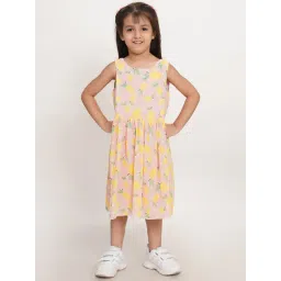 Creative Kid's Girls Pink & Yellow Printed Dress-picture-23