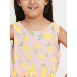Creative Kid's Girls Pink & Yellow Printed Dress image 3