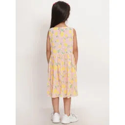 Creative Kid's Girls Pink & Yellow Printed Dress image 2