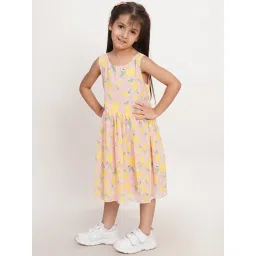 Creative Kid's Girls Pink & Yellow Printed Dress image 4