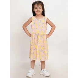 Creative Kid's Girls Pink & Yellow Printed Dress image 1