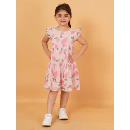Creative Kid's Girls Pink Regular Fit Digital Print Dress-picture-34
