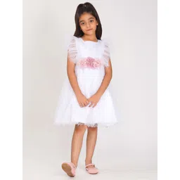 Creative Kids Girls Polka Dot Embellished Flutter Sleeve Net Fit & Flare Dress image 1