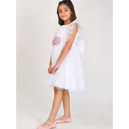 Creative Kids Girls Polka Dot Embellished Flutter Sleeve Net Fit & Flare Dress image 5