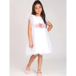 Creative Kids Girls Polka Dot Embellished Flutter Sleeve Net Fit & Flare Dress image 3