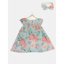 Creative Kids Green Floral A-Line Dress-picture-57