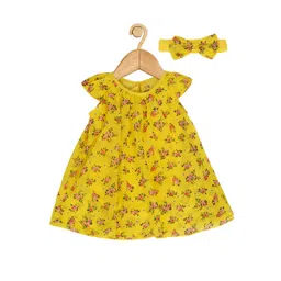 Creative Kids Infant Girls Floral Printed A-Line Mini Dress With Headband-picture-20