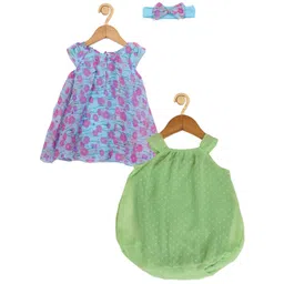Creative Kids Infant Girls Pack Of 2 Floral Printed A-Line Dress With Attached Bodysuit-picture-37