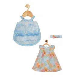 Creative Kids Infant Girls Pack Of 2 Floral Printed A-Line Dress With Attached Bodysuit-picture-24