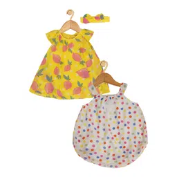 Creative Kids Infant Girls Pack of 2 Floral Printed Round Neck A-Line Dresses-picture-18