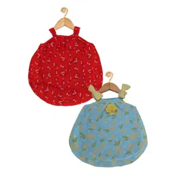 Creative Kids Infant Girls Pack of 2 Floral Printed Shoulder Straps A-Line Dresses-picture-33
