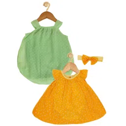 Creative Kids Infant Girls Pack Of 2 Geometric Printed A-Line Dress With Attached Bodysuit-picture-33