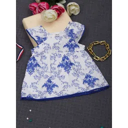Creative Kids Infants Floral Printed Cap Sleeves Cotton Fit & Flare Dress-picture-33