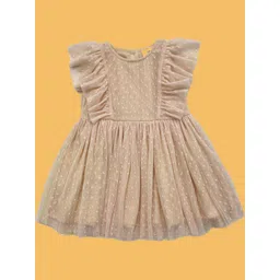 Creative Kids Print Flutter Sleeve Net Fit & Flare Dress-picture-42