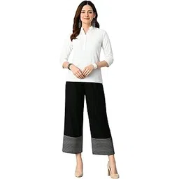 creative kurti palace Cotton Black Farshi Salwar Flared Ethnic Bottoms with White Thread Embroidery & Striped Hem |-picture-40