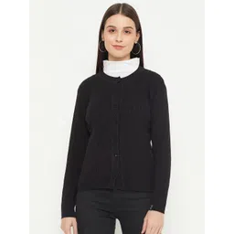 CREATIVE LINE Cable Knit Self Design Woolen Cardigan Sweater-picture-38