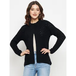 CREATIVE LINE Self Design Long Sleeves Woollen Cardigan Sweater-picture-41