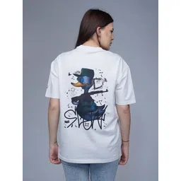 CREATIVE LINE Women Graphic Printed Round Neck Cotton Oversized T-shirt-picture-38