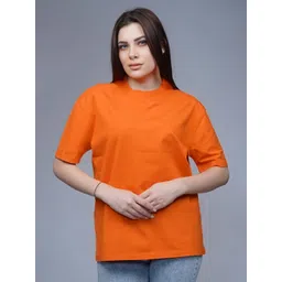 CREATIVE LINE Women Graphic Printed Round Neck Cotton Oversized T-shirt-picture-26