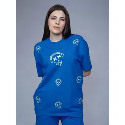 CREATIVE LINE Women Graphic Printed Round Neck Cotton Oversized T-shirt-picture-27