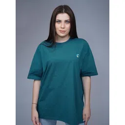 CREATIVE LINE Women Graphic Printed Round Neck Cotton Oversized T-shirt-picture-14