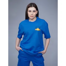 CREATIVE LINE Women Graphic Printed Round Neck Cotton Oversized T-shirt-picture-40