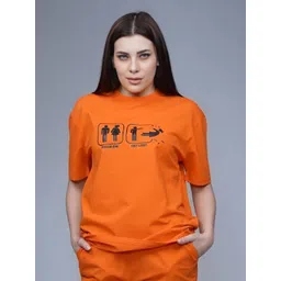 CREATIVE LINE Women Typography Printed Round Neck Cotton Oversized T-shirt-picture-28