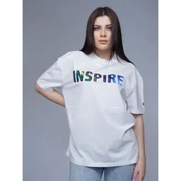 CREATIVE LINE Women Typography Printed Round Neck Cotton Oversized T-shirt-picture-11