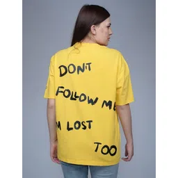 CREATIVE LINE Women Typography Printed Round Neck Cotton Oversized T-shirt-picture-22