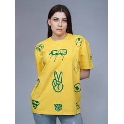 CREATIVE LINE Women Typography Printed Round Neck Cotton Oversized T-shirt-picture-42