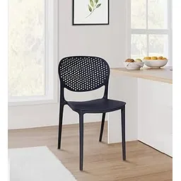 Creative Modern Plastic Dining Chair, Perforated Back Design, Black, Indoor/Outdoor Use | (Pack of 1) (Black)-picture-21
