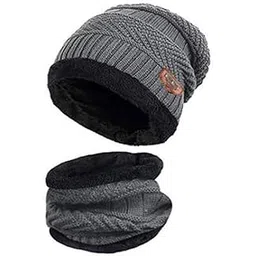 creative panther Unisex Winter Woolen Beanie Hat and Neck Warmer Set Cold Weather Outdoor Beanie & Scarf for Travel Cycling & Daily Use-picture-21