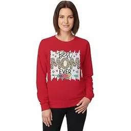 creativeya Womens Sweatshirt Best Mom Ever,Crewneck with Leopard Print and Floral Design, 100% Combed Cotton,Long Sleeve Casual Pullover-picture-52