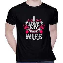 creativit Graphic Printed T-Shirt for Unisex i Love My Awesome Wife Tshirt | Casual Half Sleeve Round Neck T-Shirt | 100% Cotton-picture-52