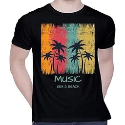 creativit Graphic Printed T-Shirt for Unisex Music Sea & Beach Tshirt | Casual Half Sleeve Round Neck T-Shirt | 100% Cotton | D00889-3-picture-30