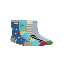 Creature Kids Pack of 4 Multicolored Printed Assorted Cotton Socks-picture-38