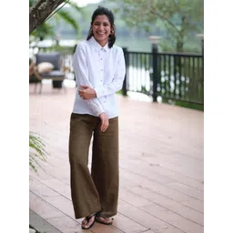 Creatures of Habit Women Linen Solid Wide Leg Trouser-picture-27