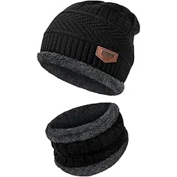 credex -committed to sublime customer satisfaction Winter Woolen Beanie Cap & Muffler for Men & Women| Beanie Cap| Woolen Topaa| Winter Cap| Head & Neck Warmer| Mix Color| 1 Set-picture-12
