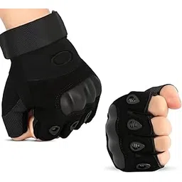 Creeknest...ALL THAT YOU WANT Half Finger Hard Knuckle Motorcycle Outdoor Riding, Hiking, Shooting Practice, Sports Breathable Riding Gloves for Men & Women- (Black, Size-XL)-picture-21