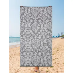 Creeva Charcoal & White Printed 500 GSM Cotton Beach Towel-picture-22