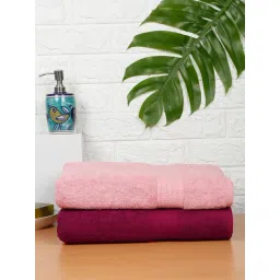 Creeva Classic Wine and Baby Pink Cotton Solid Towels-picture-39