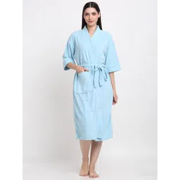Creeva Everyday Collection Tie-Up Front Pocket Terry Bath Robe-picture-22