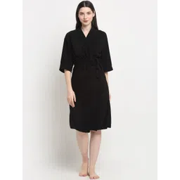 Creeva Everyday Collection Tie-Up Front Pocket Terry Bath Robe-picture-11