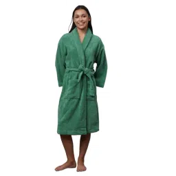 Creeva Green Cotton Lavish Bathrobe (Medium)-picture-44