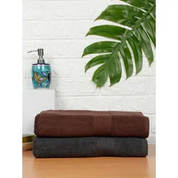 Creeva Grey & Brown 2 Cotton 550 GSM Bath Towel-picture-28
