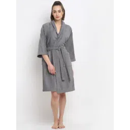 Creeva Grey Cotton 400 GSM Medium Bathrobe-picture-16