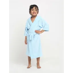 Creeva Kids Blue Shawl Collar Bath Robe-picture-39