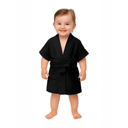 Creeva Kids Shawl Collar Knee Length Bath Robe With Belt-picture-37
